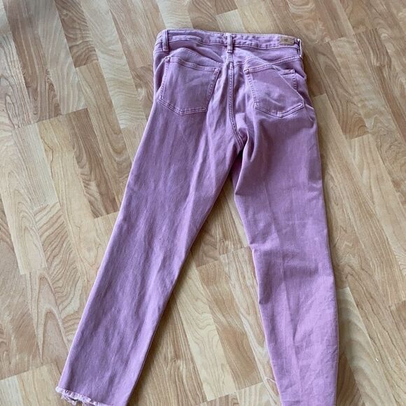 Vintage Lauren Ralph Lauren cropped raw edge hem Barbiecore ankle jeans 6 pink - Picture 4 of 14